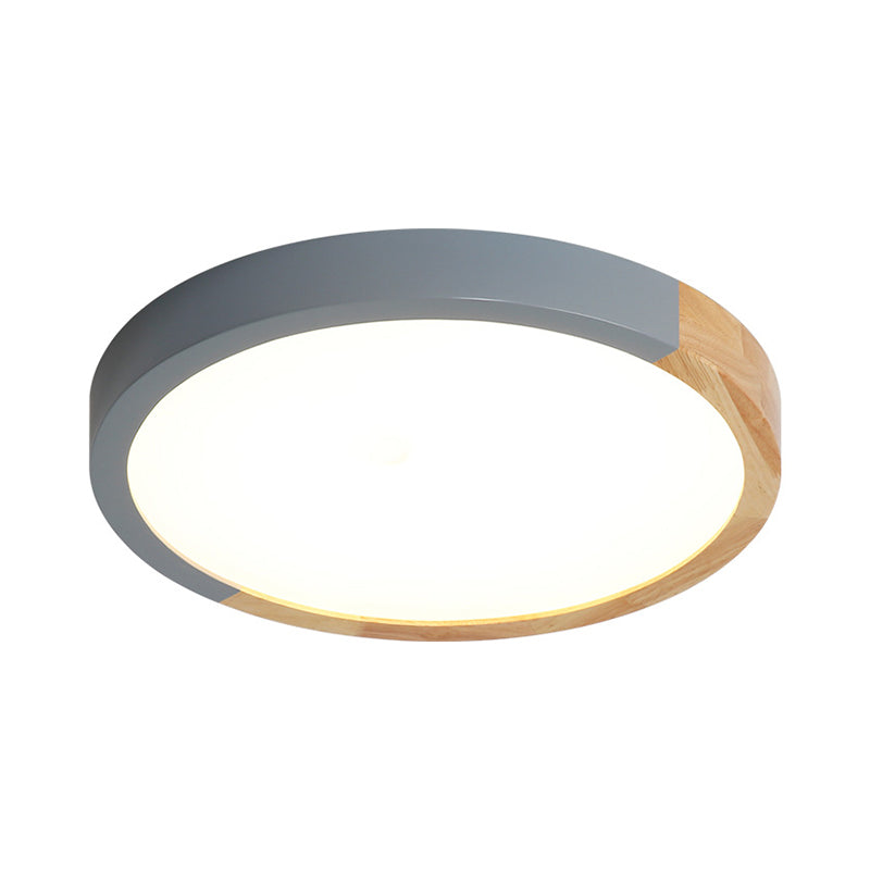 Modernist Metal Led Flush Mount Light In Beige - Circular Close To Ceiling Lighting 12’/15’/19’ Wide