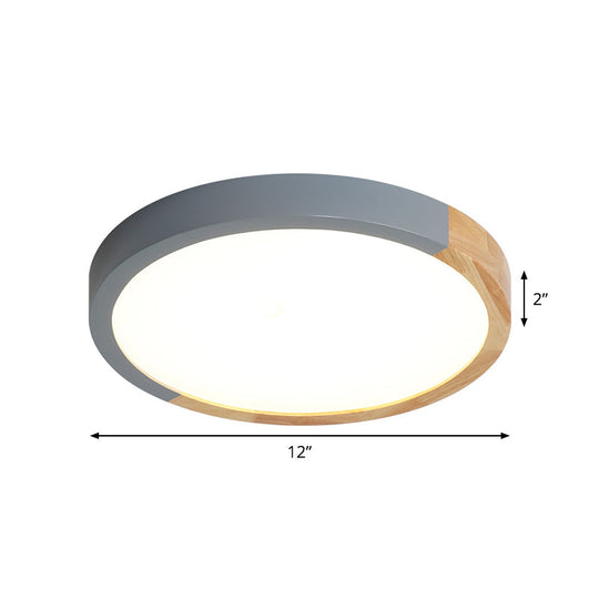 Modernist Metal Led Flush Mount Light In Beige - Circular Close To Ceiling Lighting 12’/15’/19’ Wide
