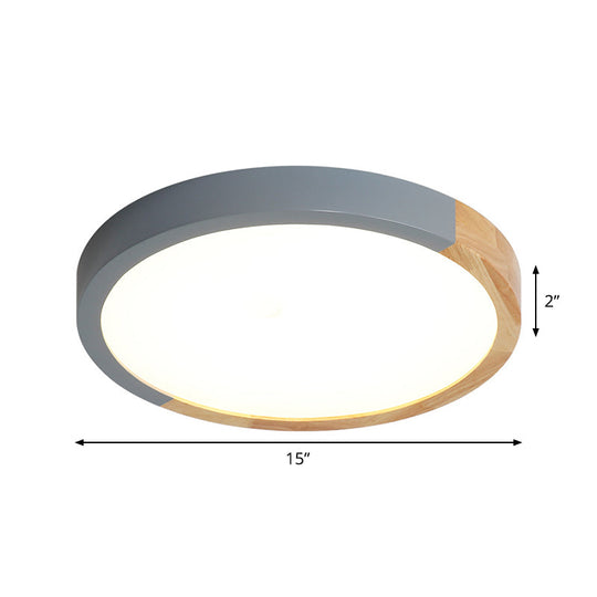 Modernist Metal Led Flush Mount Light In Beige - Circular Close To Ceiling Lighting 12’/15’/19’ Wide