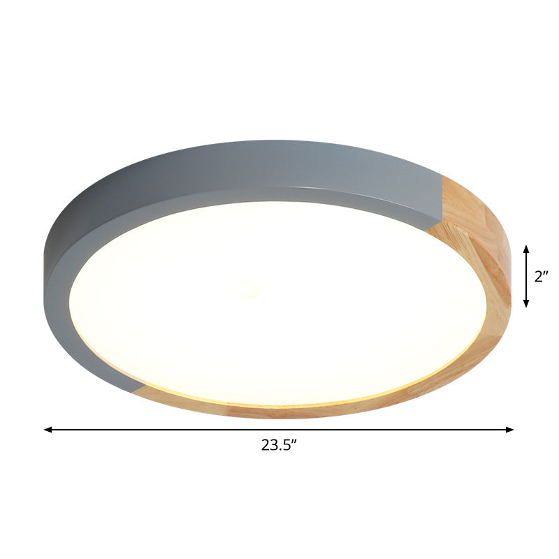 Modernist Metal Led Flush Mount Light In Beige - Circular Close To Ceiling Lighting 12’/15’/19’ Wide