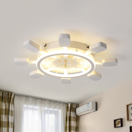 19.5’/23.5’ Wide Rudder Led Flushmount Light - Kids Acrylic Blue/White Ceiling Fixture Warm/White