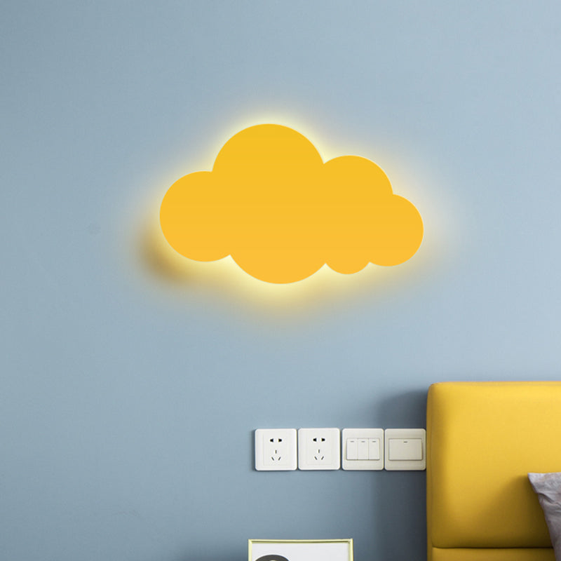 Colorful Cartoon Led Cloud Wall Sconce With Metallic Shade - Pink Yellow Blue
