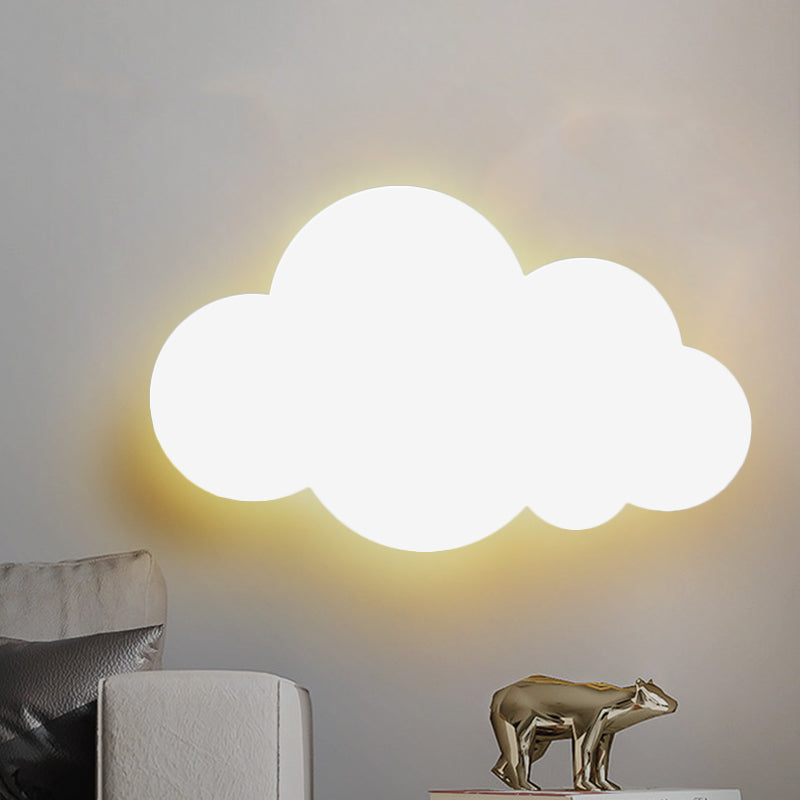 Colorful Cartoon Led Cloud Wall Sconce With Metallic Shade - Pink Yellow Blue White