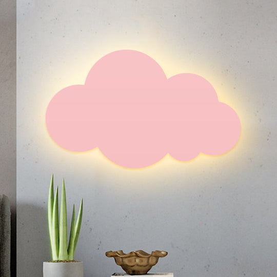 Colorful Cartoon Led Cloud Wall Sconce With Metallic Shade - Pink Yellow Blue