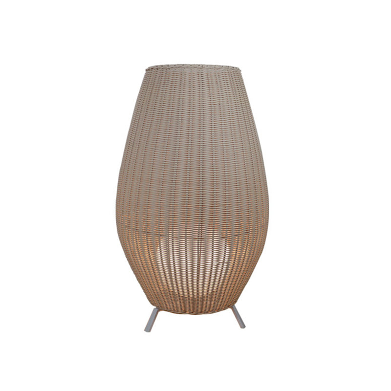 Modern Woven Oval Floor Lamp - Asian Rattan Beige/Brown With Inner Spherical Shade