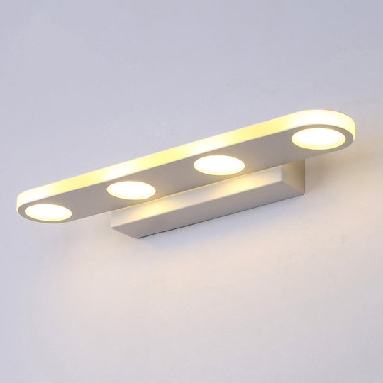Minimalist Oval Acrylic Vanity Light With 4/6 Bulbs In Warm/White - 15/23 Length And White Finish