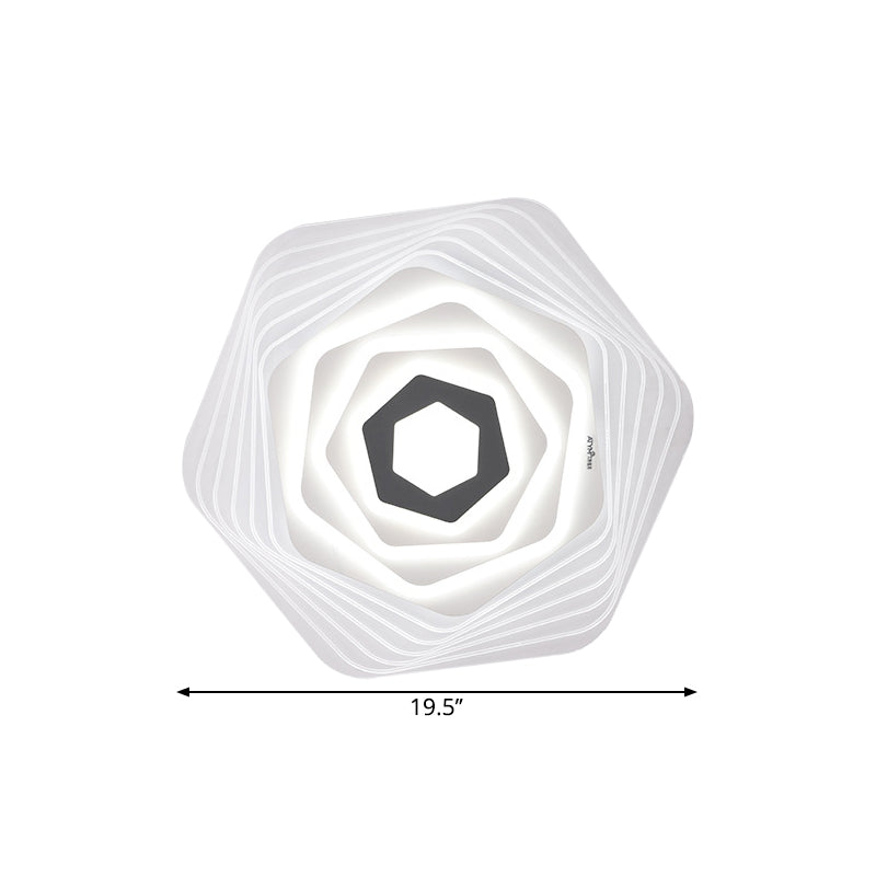 Modern Led Bedroom Ceiling Light: Simplicity White Flush Mount With Acrylic Stacked Shade