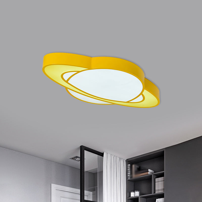 Children’s Style Acrylic Planet Flush Mount Led Ceiling Lamp - Vibrant Red/Yellow/Green Lighting