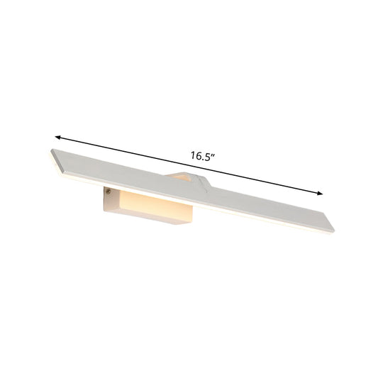 Sleek Metal Led Vanity Lighting Fixture - Rectangle Toilet Wall Light Sconce In White