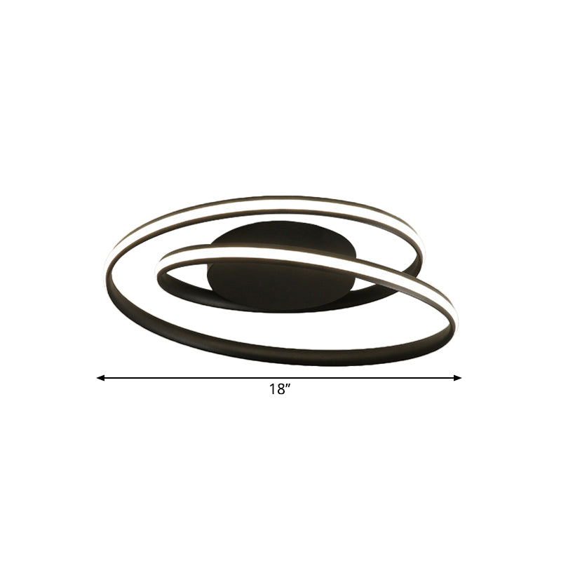 18’/23.5’ W Modernist Metal Ceiling Flush Led Mount Lamp Black With Warm/White Light