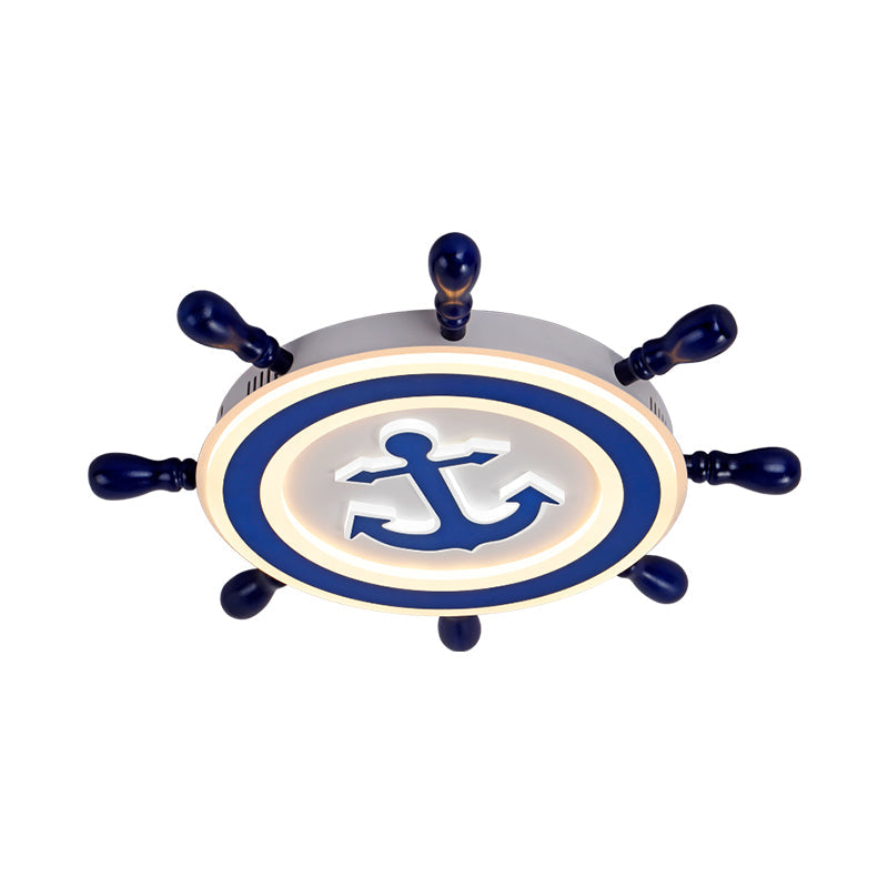 Rudder Metallic Ceiling Lamp - 21.5’/25.5’ Wide Led Blue Flush Mount Children Style Light Fixture