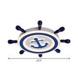 Rudder Metallic Ceiling Lamp - 21.5’/25.5’ Wide Led Blue Flush Mount Children Style Light Fixture