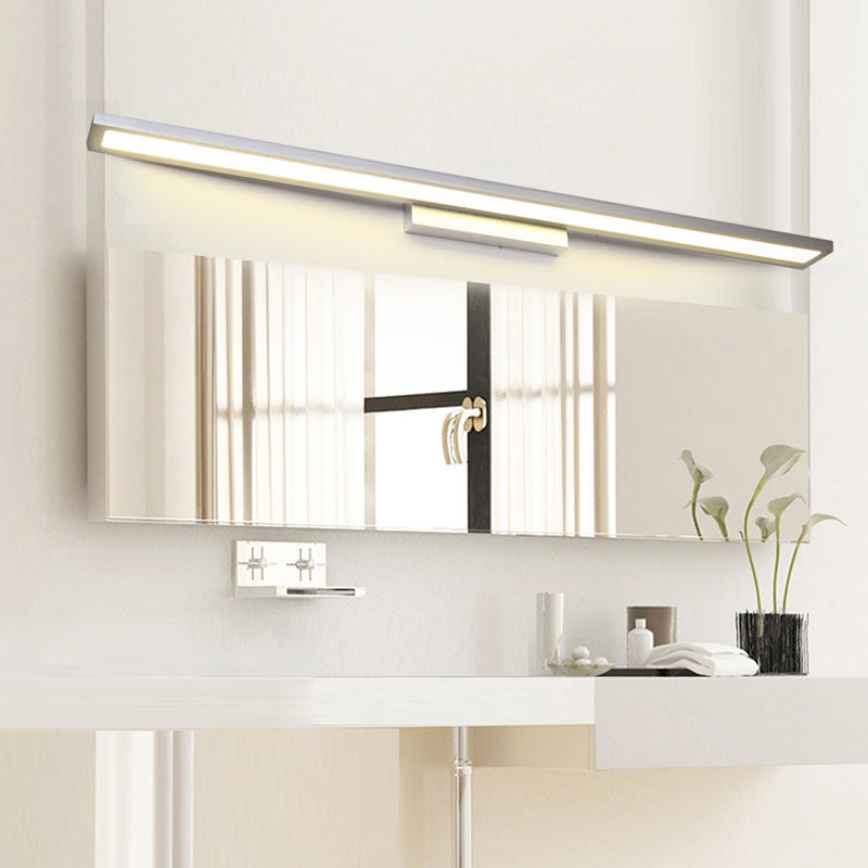 Tube Metal Led Bathroom Vanity Lamp - Minimalist Light Fixture In Black/Silver With Warm/White