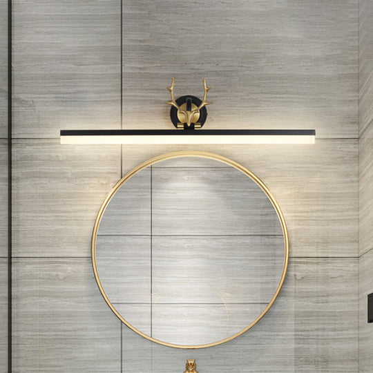 Sleek Led Antler Wall Mount Lamp With Acrylic Shade In Warm/White Light - Black Linear Vanity /