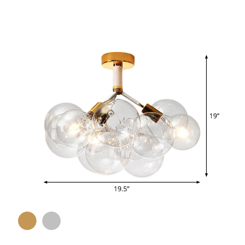 Clear Glass Bubble Ceiling Light For Child’s Bedroom Or Hallway - Simple Semi - Flush Mount Design