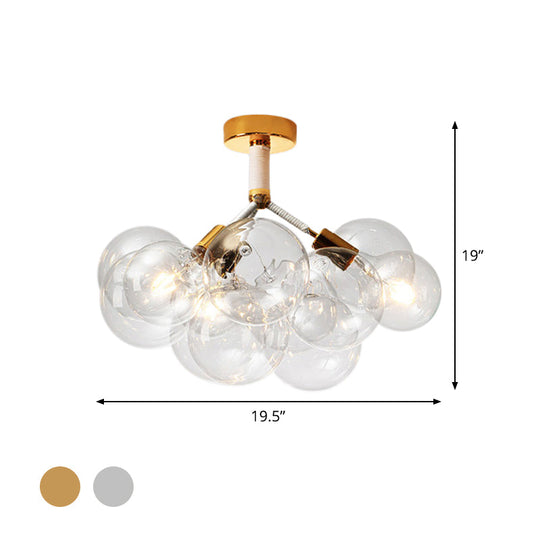 Clear Glass Bubble Ceiling Light For Child’s Bedroom Or Hallway - Simple Semi - Flush Mount Design