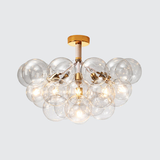 Clear Glass Bubble Ceiling Light For Child’s Bedroom Or Hallway - Simple Semi - Flush Mount Design