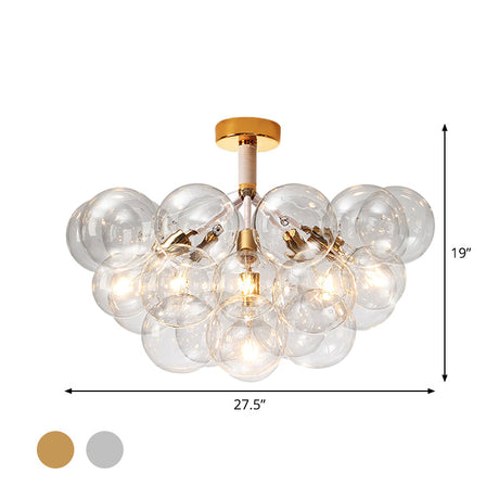 Clear Glass Bubble Ceiling Light For Childs Bedroom Or Hallway - Simple Semi-Flush Mount Design