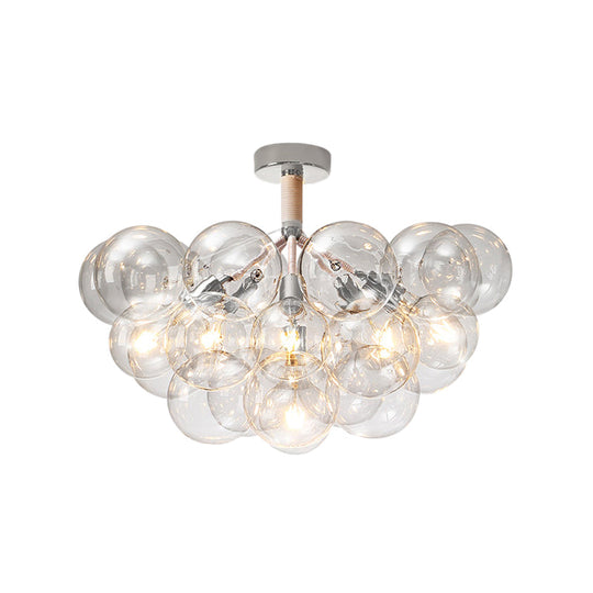 Clear Glass Bubble Ceiling Light For Child’s Bedroom Or Hallway - Simple Semi - Flush Mount Design