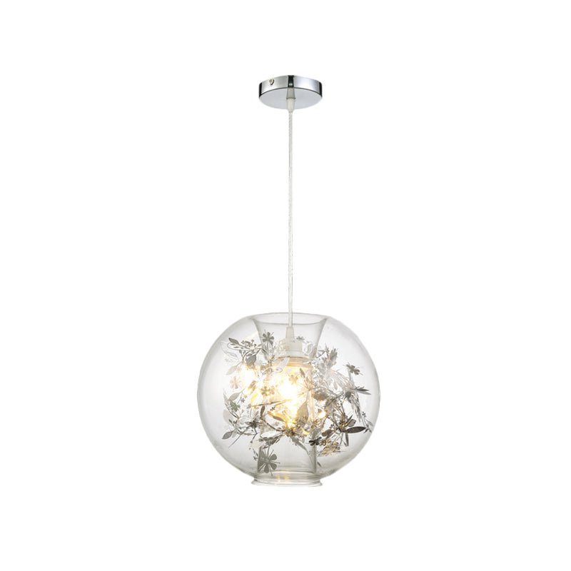 Contemporary Living Room Pendant Light With Transparent Glass Shade
