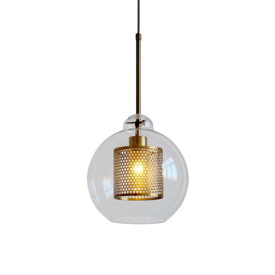 Contemporary Clear Glass Orb Pendant Light For Dining Room