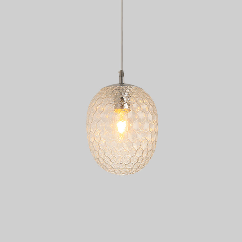 Modern Pineapple Shaped Pendant Light With Hammered Glass Dining Table Lighting