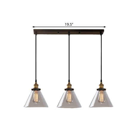 Smoked Glass Multi-Light Pendant Industrial Coffee Shop Hanging Lamp - Cone/Bowl Style |