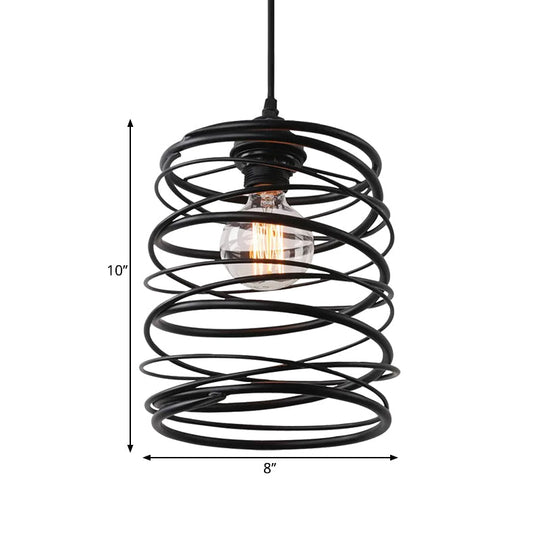 Swirl Shade Pendant Lighting - Industrial Style Metal Ceiling Light Fixture With Ribbon Design In