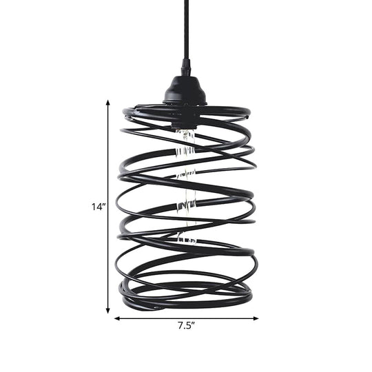 Swirl Shade Pendant Lighting - Industrial Style Metal Ceiling Light Fixture With Ribbon Design In
