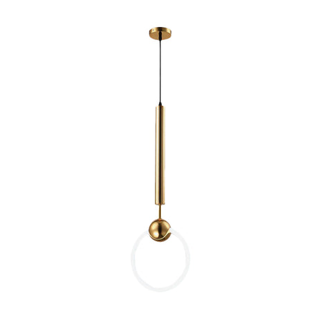 Macaron Style Flute & Ring Pendant Light For Bedroom Metal 1 Head - Hang In