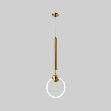 Modern Flute & Ring Pendant Light Macaron Style For Bedroom Metal Construction Single Head Hanging