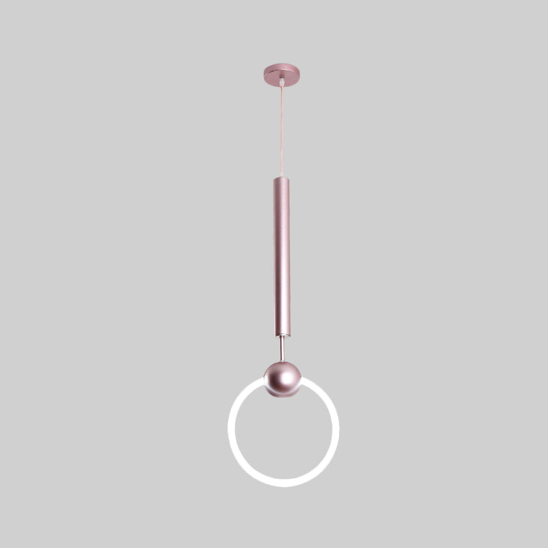 Macaron Style Flute & Ring Pendant Light For Bedroom Metal 1 Head - Hang In