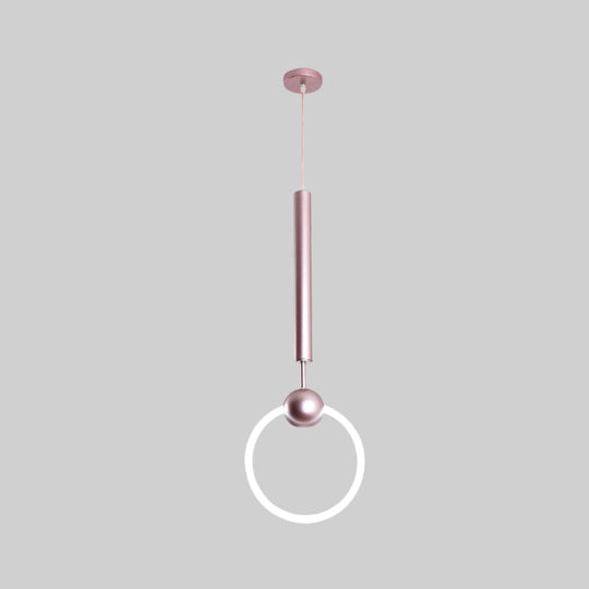 Macaron Style Flute & Ring Pendant Light For Bedroom Metal 1 Head - Hang In