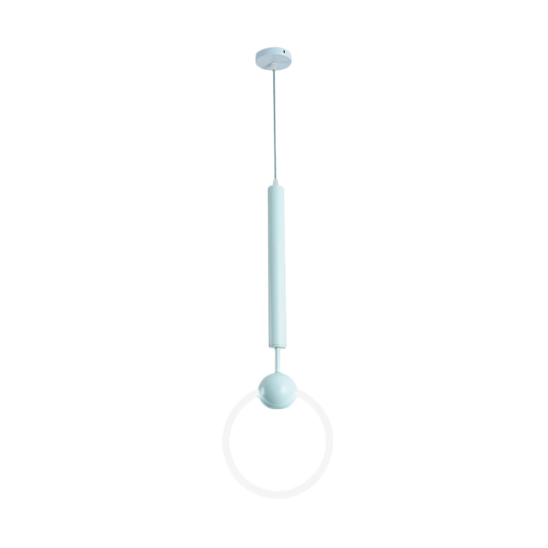 Macaron Style Flute & Ring Pendant Light For Bedroom Metal 1 Head - Hang In