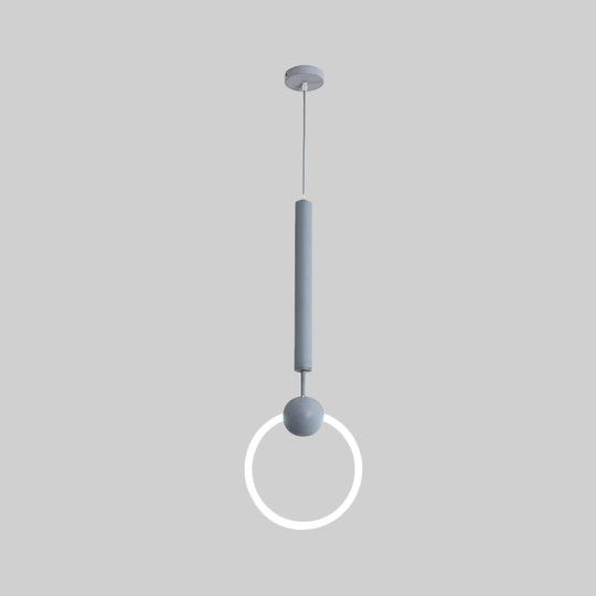 Macaron Style Flute & Ring Pendant Light For Bedroom Metal 1 Head - Hang In