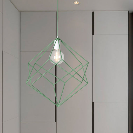Macaron Iron Cube Pendant Light - Stylish Dining Table And Hallway Hanging Lamp
