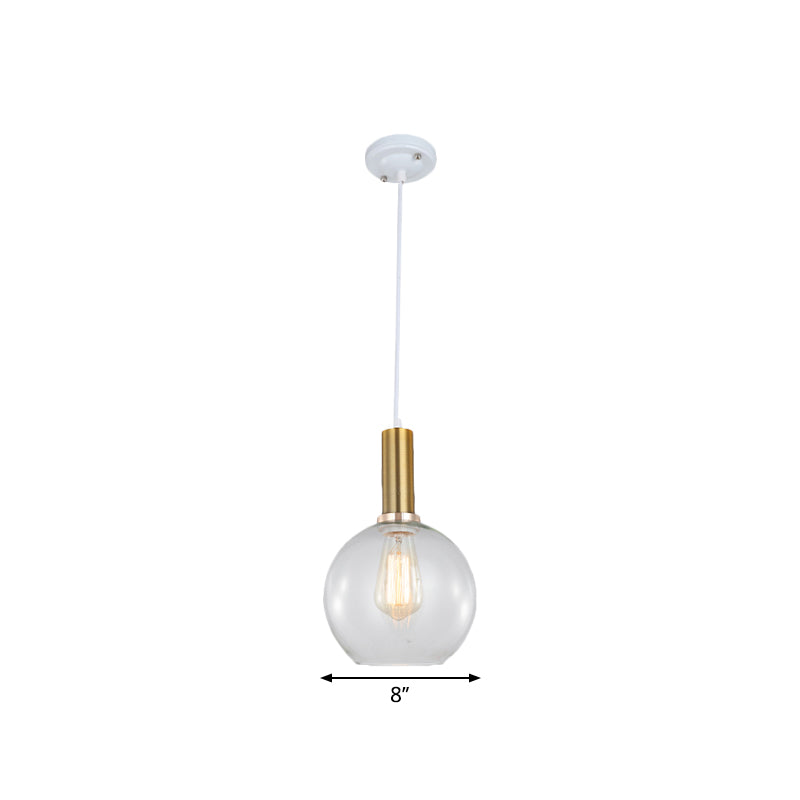 Industrial Brass Orb Pendant Light Clear Glass Dome Ceiling Fixture With Single Bulb