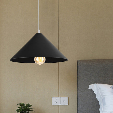 Macaron Style Metallic Pendant Light Fixture - Conic Shade Coffee Shop Ceiling Lamp (1 Bulb