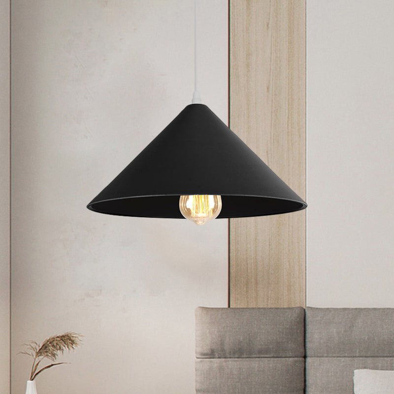 Macaron Style Metallic Pendant Light Fixture - Conic Shade Coffee Shop Ceiling Lamp (1 Bulb