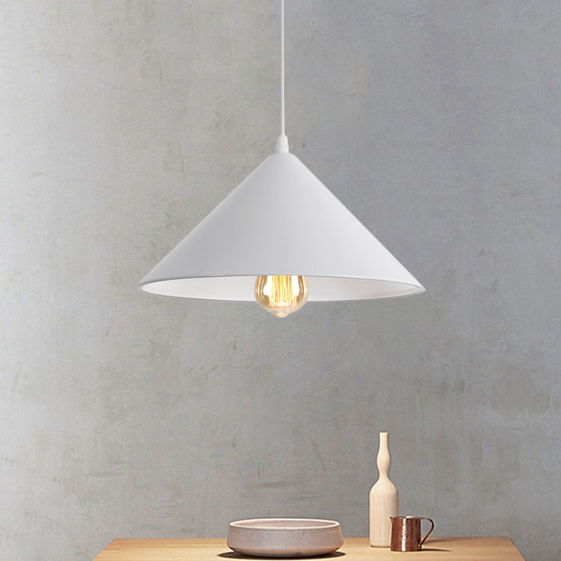 Macaron Style Metallic Pendant Light Fixture - Conic Shade Coffee Shop Ceiling Lamp (1 Bulb