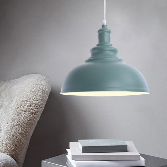 Macaron Style Metal Ceiling Light Fixture- Pink/Yellow Bowl Shape- Bedroom Suspended Lamp (1 Bulb)