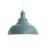 Macaron Style Pink/Yellow Bowl Ceiling Light: Metal Suspended Lamp For Bedroom - 1 Bulb Fixture