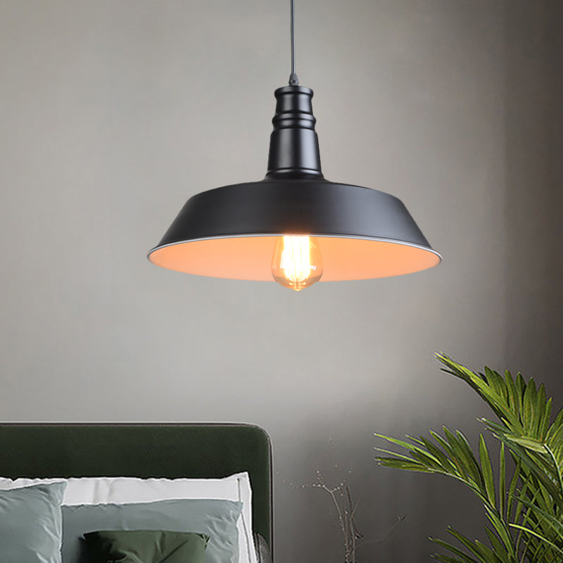 Barn Kitchen Suspension Light - 10’/14’ Diameter Industrial-Style Metallic Pendant With 1 Head