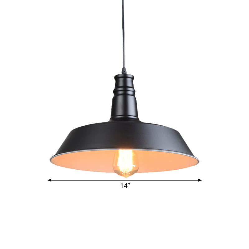 Barn Kitchen Suspension Light - 10’/14’ Diameter Industrial-Style Metallic Pendant With 1 Head