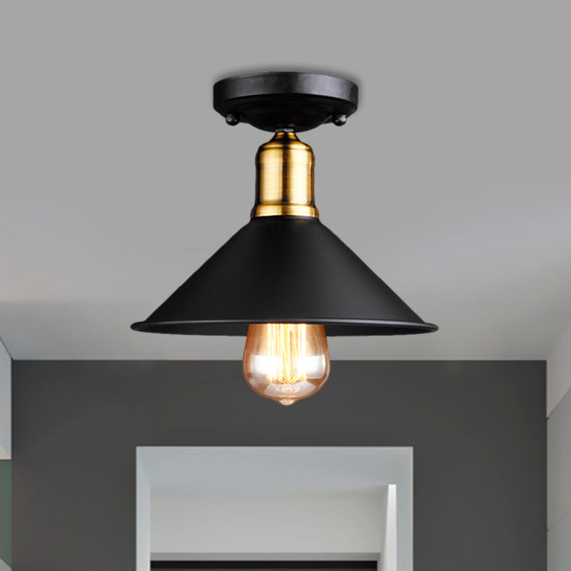 Conic Semi - Flush Mount Vintage Light - Stylish Black/White Metallic Ceiling Lighting