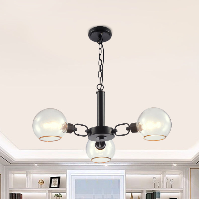 Modern Globe Chandelier: Black/Gold/White | 3/6 Light Pendant For Living Room 3 / Black