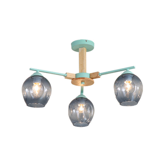 Modern Smoke Gray Glass Pendant Chandelier - 3/6 Light Modo Hanging Fixture For Living Room