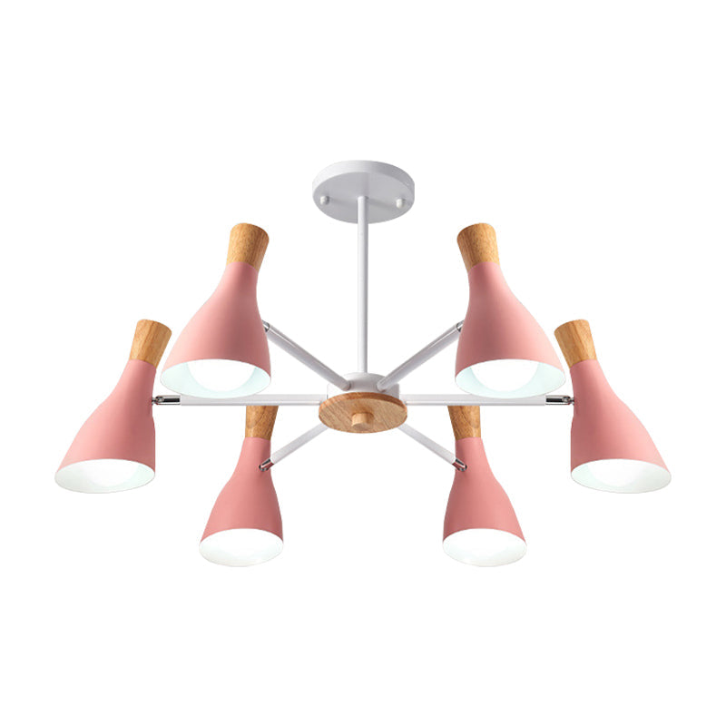 Nordic Style Metal Chandelier With 6 Lights For Girls Bedroom Or Cloth Shop