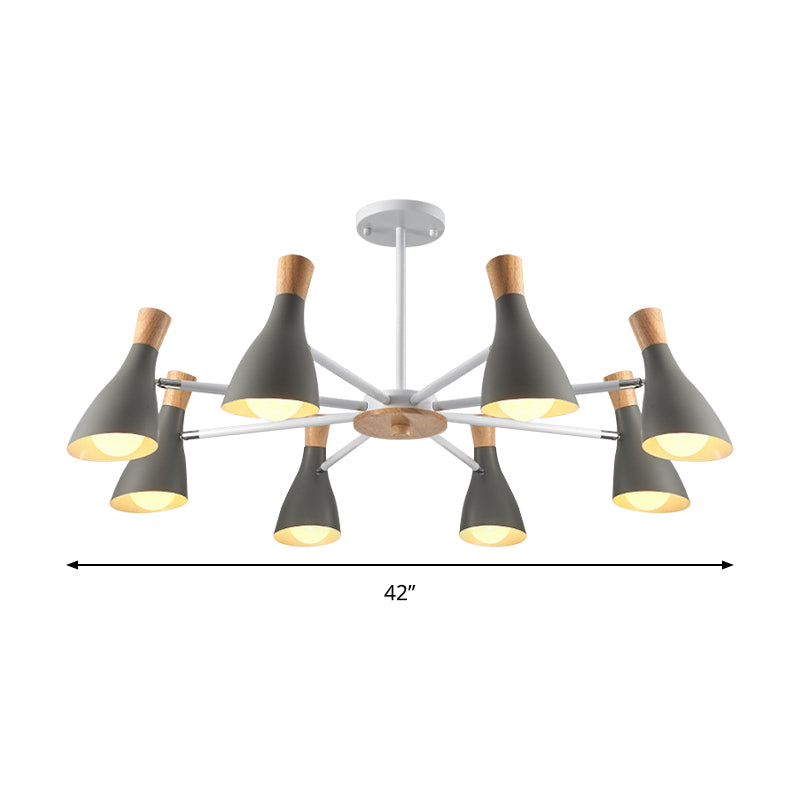 Macron Modern Metal Chandelier - Undertint Suspension Light 8 Bulbs Perfect For Hotel Spaces