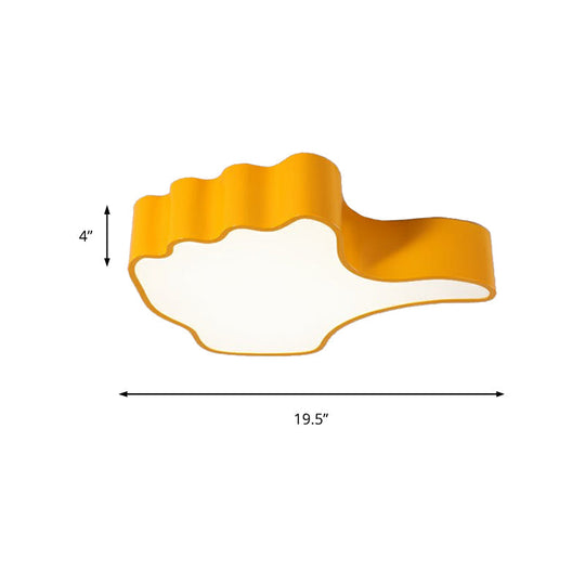 Modern Yellow Thumbs-Up Acrylic Flush Ceiling Light For Childs Bedroom